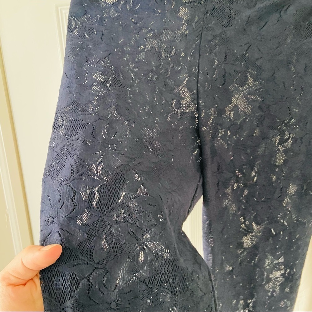 RUEHL NO.925 navy lace mesh ankle stretch leggings size medium - Picture 6 of 14
